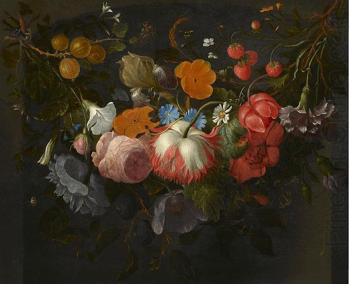 A Swag of Flowers Hanging in a Niche, Pieter Gallis